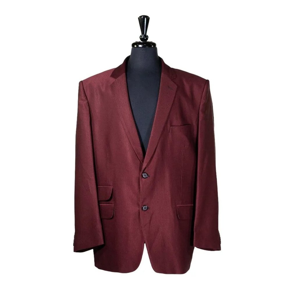 Mens Blazer Red Black Striped Dress Formal Suit Jacket Wedding Sport Coat 46R